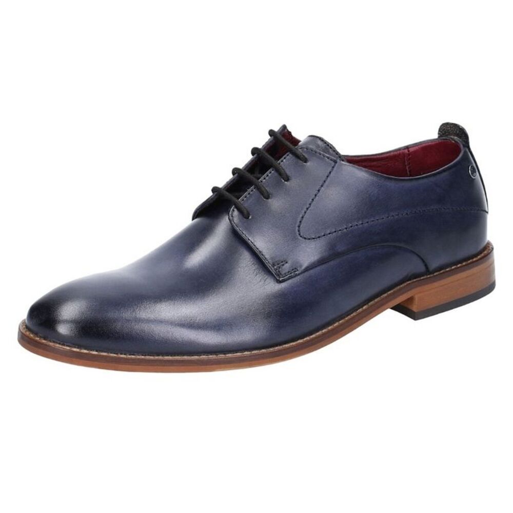 Base London Mens Script Washed Leather Oxford Shoes / Navy